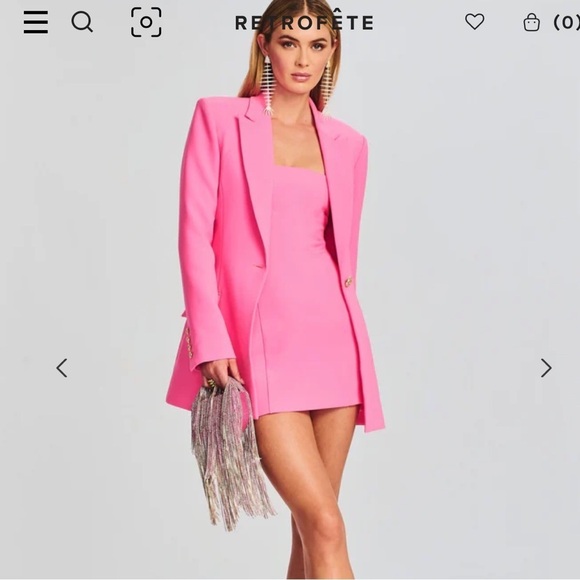 Retrofete-Hot Hyper Pink Kristen Designer Blazer Jacket - Picture 2 of 8